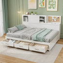 Twin/Full Size Wooden Daybed with 3 Drawers with Storage Shelves by LJGDeals