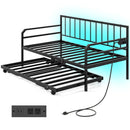 Adjustable Metal Twin Size Daybed with Charging Station and LED Light by LJGDeals