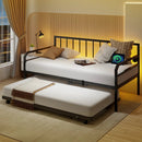 Adjustable Metal Twin Size Daybed with Charging Station and LED Light by LJGDeals