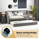 Twin Size Daybed with Trundle Sofa Bed with Curved Armrests and Backrest-Gray by LJGDeals