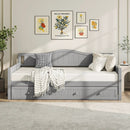 Twin Size Daybed with Trundle and Slats Support on Wheels by LJGDeals