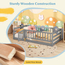 Twin Size Floor Bed with High Fence and Door Playhouse for Kids by LJGDeals