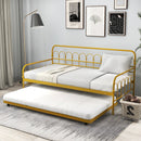 Twin Size Golden Metal Daybed with Trundle and Lockable Wheels-Twin Size by DirectDeals