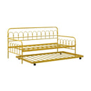 Twin Size Golden Metal Daybed with Trundle and Lockable Wheels-Twin Size by LJGDeals
