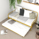 Twin Size Golden Metal Daybed with Trundle and Lockable Wheels-Twin Size by DirectDeals