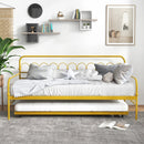 Twin Size Golden Metal Daybed with Trundle and Lockable Wheels-Twin Size by LJGDeals