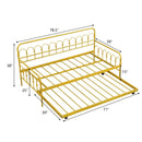 Twin Size Golden Metal Daybed with Trundle and Lockable Wheels-Twin Size by DirectDeals