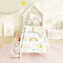 Twin Size House Bed Kids Montessori Bed with House-Shaped Storage Headboard-White by LJGDeals