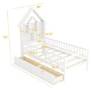 Twin Size House Bed Kids Montessori Bed with House-Shaped Storage Headboard-White by LJGDeals