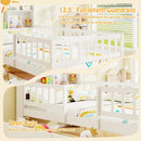 Twin Size House Bed Kids Montessori Bed with House-Shaped Storage Headboard-White by LJGDeals