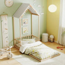 Twin Size House Bed with House Shape Roof and Semi-Fence by LJGDeals