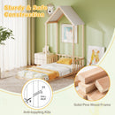 Twin Size House Bed with House Shape Roof and Semi-Fence