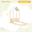 Twin Size House Bed with House Shape Roof and Semi-Fence by LJGDeals
