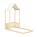 Twin Size House Bed with House Shape Roof and Semi-Fence by LJGDeals