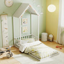 Twin Size House Bed with House Shape Roof and Semi-Fence by LJGDeals