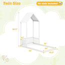 Twin Size House Bed with House Shape Roof and Semi-Fence by LJGDeals