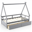 Twin Size House Bed with Roof and Safety Guardrail by LJGDeals