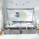 Twin Size House Bed with Roof and Safety Guardrail by LJGDeals