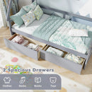 Twin Size House Bed with Roof and Safety Guardrail by LJGDeals