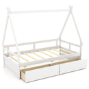 Twin Size House Bed with Roof and Safety Guardrail by LJGDeals