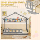 Twin Size House Bed with Storage Shelf and Headboard-Gray