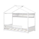 Twin Size House Bed with Storage Shelf and Headboard