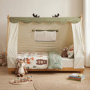 Twin Size House Floor Wood Bed with Tent