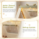 Twin Size House Floor Wood Bed with Tent