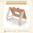 Twin Size House Floor Wood Bed with Tent