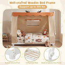 Twin Size House Floor Wood Bed with Tent by LJGDeals