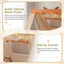 Twin Size House Floor Wood Bed with Tent