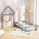 Twin Size House Floor Bed with House-shaped Headboard by LJGDeals