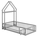Twin Size House Floor Bed with House-shaped Headboard by LJGDeals