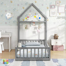 Twin Size House Floor Bed with House-shaped Headboard by LJGDeals