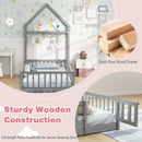 Twin Size House Floor Bed with House-shaped Headboard by LJGDeals