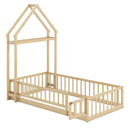 Twin Size House Floor Bed with House-shaped Headboard by LJGDeals