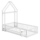 Twin Size House Floor Bed with House-shaped Headboard by LJGDeals