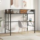 Twin Size Industrial Metal Loft Bed with Desk Storage Shelf and Build-in Ladder-Twin Size by LJGDeals