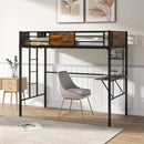 Twin Size Industrial Metal Loft Bed with Desk Storage Shelf and Build-in Ladder-Twin Size by LJGDeals