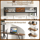Twin Size Industrial Metal Loft Bed with Desk Storage Shelf and Build-in Ladder-Twin Size by LJGDeals