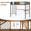 Twin Size Industrial Metal Loft Bed with Desk Storage Shelf and Build-in Ladder-Twin Size by LJGDeals