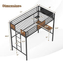 Twin Size Industrial Metal Loft Bed with Desk Storage Shelf and Build-in Ladder-Twin Size by LJGDeals