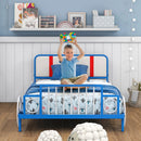 Twin Size Kids Bed Frame Car Shaped Metal Platform Bed with Upholstered Headboard by LJGDeals