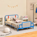 Twin Size Kids Bed Frame Car Shaped Metal Platform Bed with Upholstered Headboard by LJGDeals