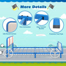 Twin Size Kids Bed Frame Car Shaped Metal Platform Bed with Upholstered Headboard by LJGDeals