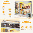 Twin Size Kids Loft Bed with LED Lights and Removable Bookcase