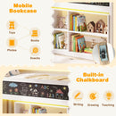 Twin Size Kids Loft Bed with LED Lights and Removable Bookcase