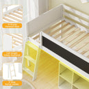 Twin Size Kids Loft Bed with LED Lights and Removable Bookcase