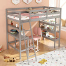 Twin Size Loft Bed with Desk and Bookshelves for Kids and Teens by LJGDeals