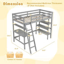 Twin Size Loft Bed with Desk and Bookshelves for Kids and Teens by LJGDeals